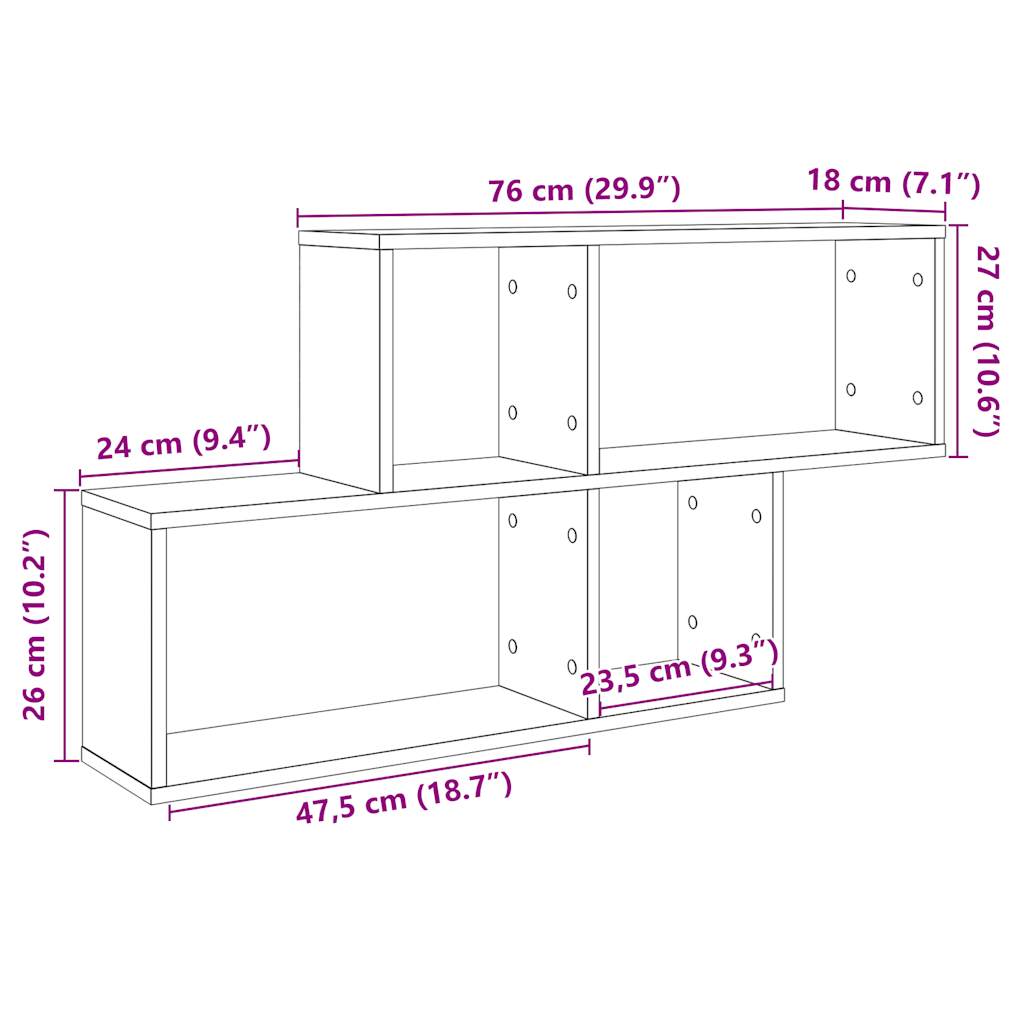 Wall Shelf Artisan Oak 100x18x53 cm Engineered Wood