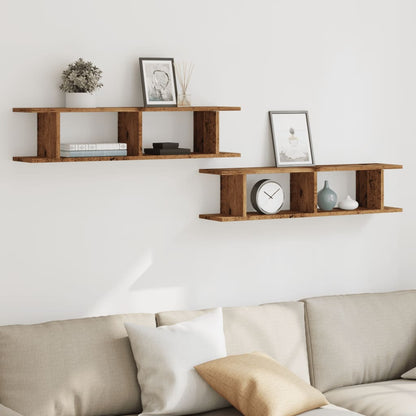 Wall Shelves 2 pcs Old Wood 90x18x20 cm Engineered Wood