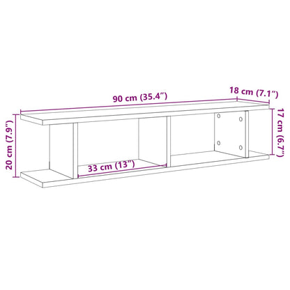 Wall Shelves 2 pcs Old Wood 90x18x20 cm Engineered Wood