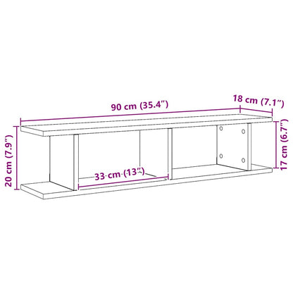 Wall Shelves 2 pcs Artisan Oak 90x18x20 cm Engineered Wood