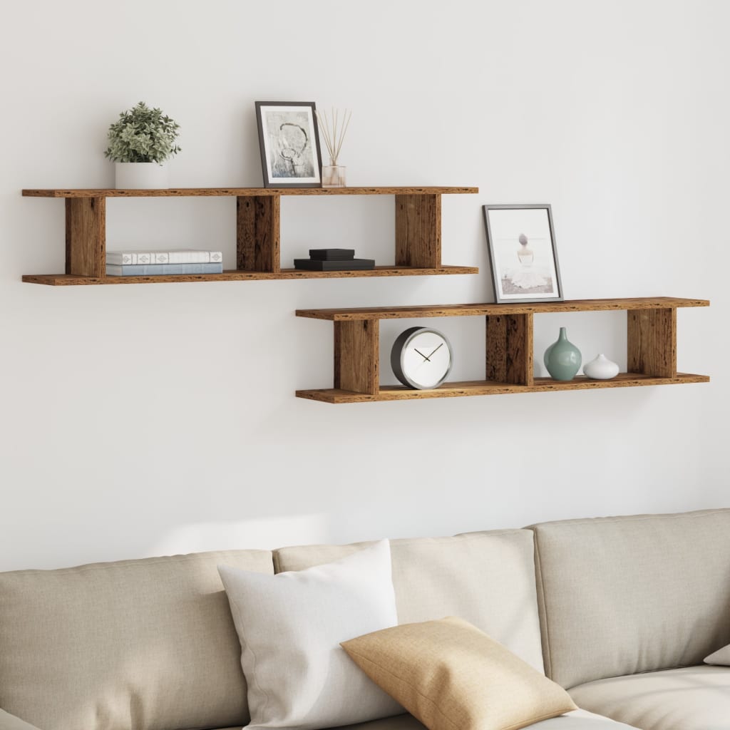 Wall Shelves 2 pcs Old Wood 105x18x20 cm Engineered Wood