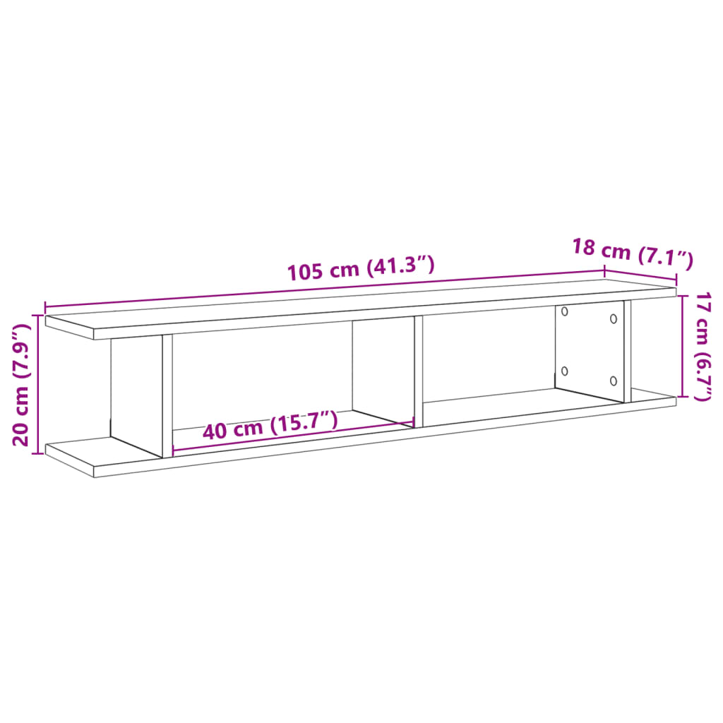 Wall Shelves 2 pcs Old Wood 105x18x20 cm Engineered Wood