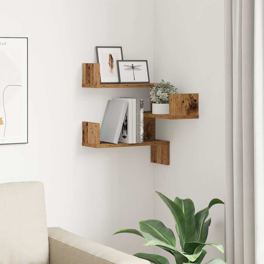 Wall Corner Shelf Old Wood 40x40x49,5 cm Engineered Wood