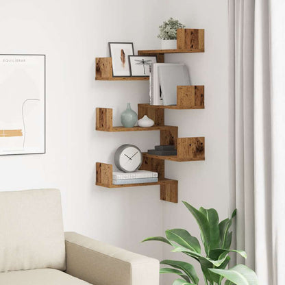 Wall Corner Shelves 2 pcs Old Wood 40x40x49,5 cm Engineered Wood