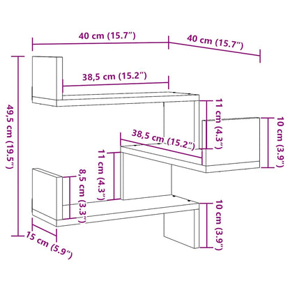 Wall Corner Shelves 2 pcs Old Wood 40x40x49,5 cm Engineered Wood