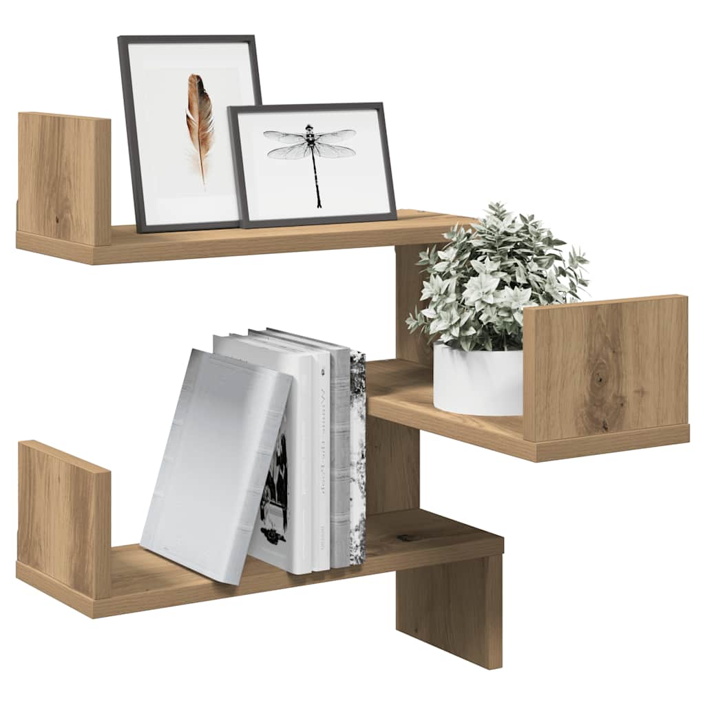 Wall Corner Shelves 2 pcs Artisan Oak 40x40x49,5 cm Engineered Wood