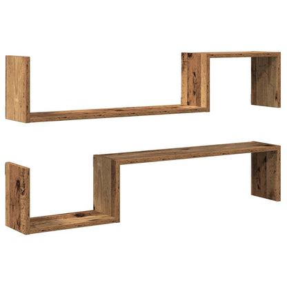 Wall Shelves 2 pcs Old Wood 100x15x20 cm Engineered Wood