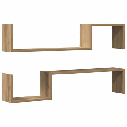 Wall Shelves 2 pcs Artisan Oak 100x15x20 cm Engineered Wood
