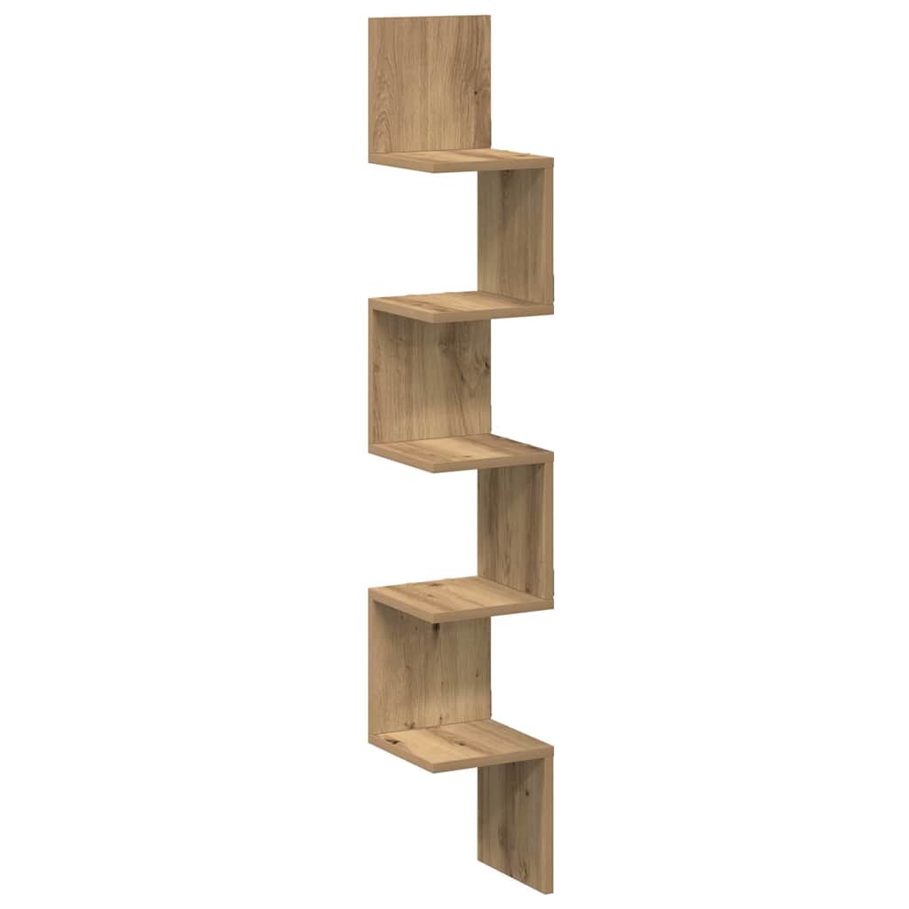 Wall Corner Shelf Artisan Oak 20x20x127.5 cm Engineered Wood