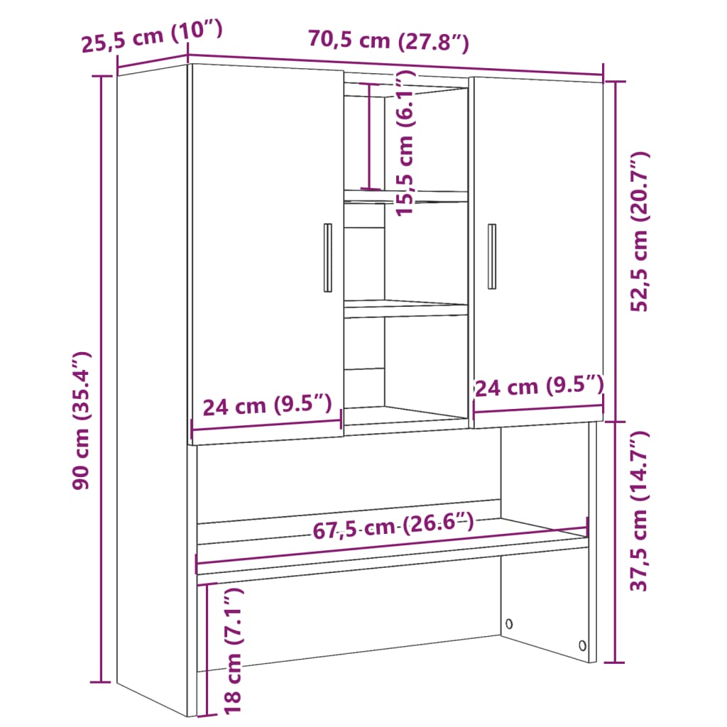 Washing Machine Cabinet Concrete Grey 70.5x25.5x90 cm