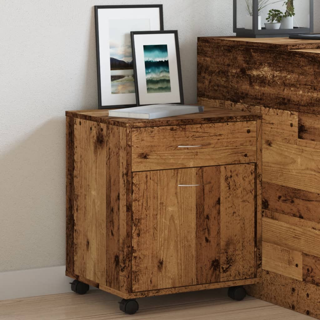 Rolling Cabinet Old Wood 45x38x54 cm Engineered Wood