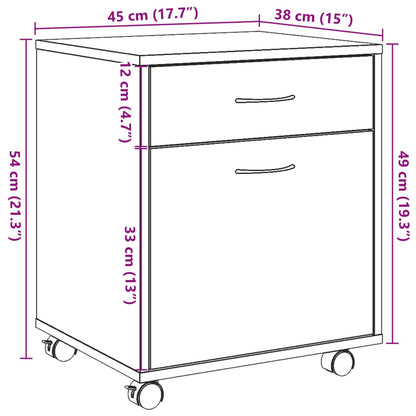 Rolling Cabinet Old Wood 45x38x54 cm Engineered Wood