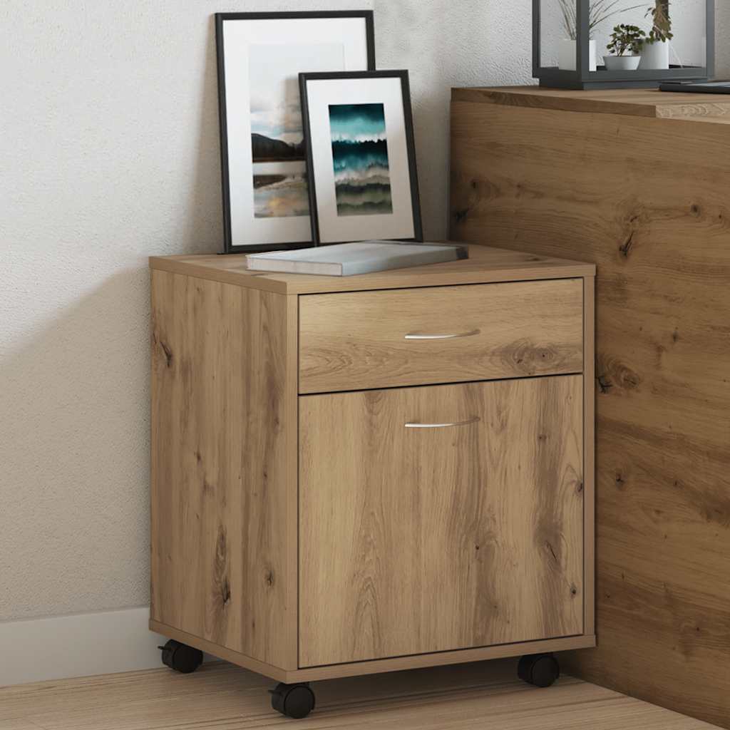 Rolling Cabinet Artisan Oak 45x38x54 cm Engineered Wood