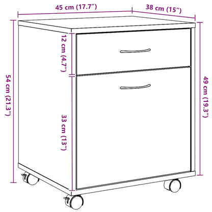 Rolling Cabinet Artisan Oak 45x38x54 cm Engineered Wood