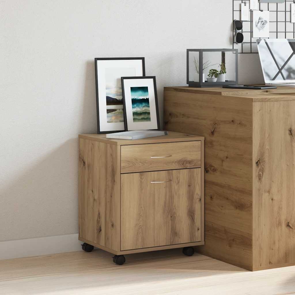 Rolling Cabinet Artisan Oak 45x38x54 cm Engineered Wood