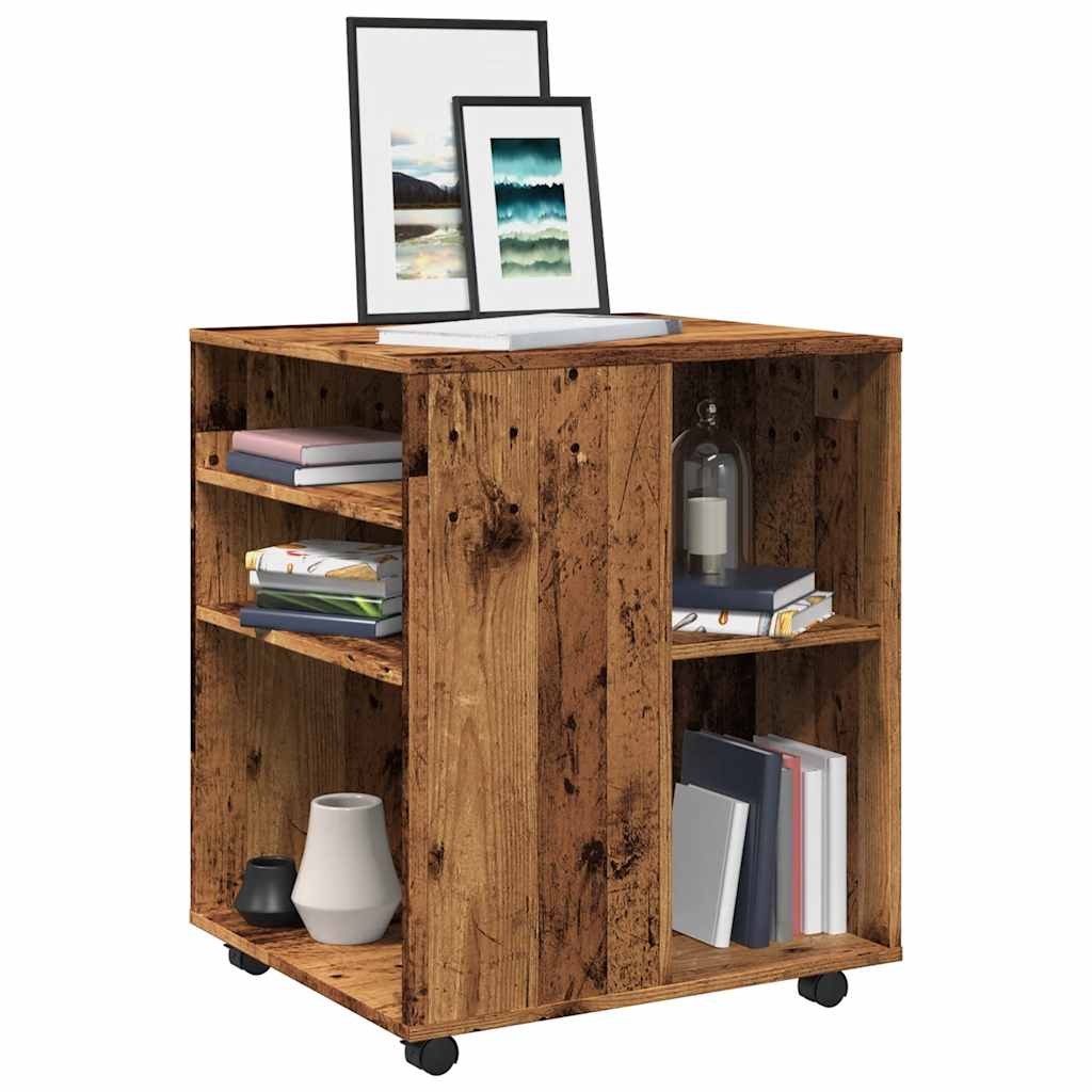 Rolling Cabinet Old Wood 60x53x72 cm Engineered Wood