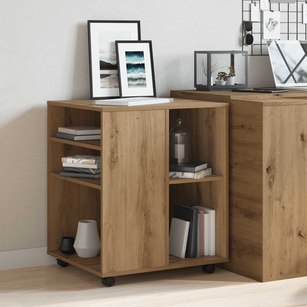 Rolling Cabinet Artisan Oak 60x53x72 cm Engineered Wood