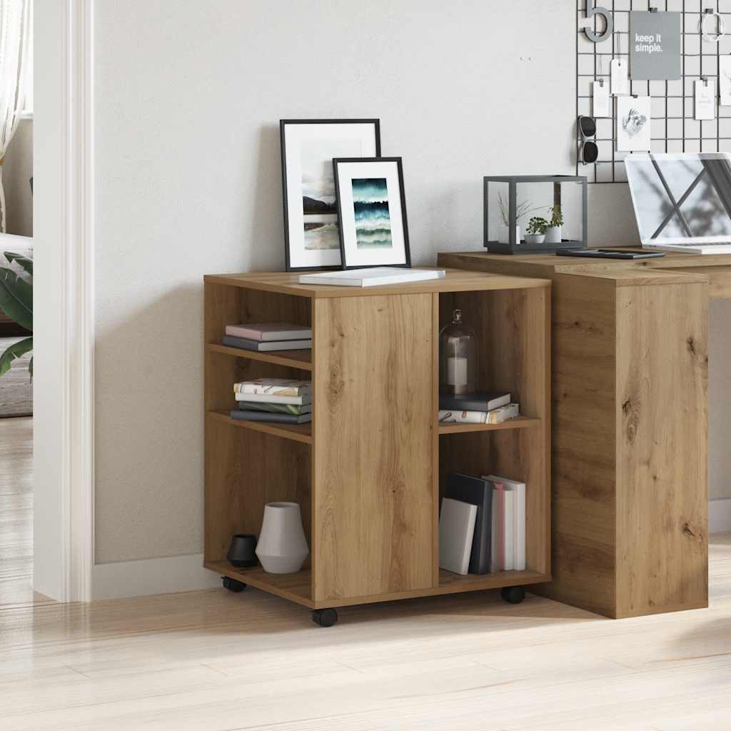 Rolling Cabinet Artisan Oak 60x53x72 cm Engineered Wood