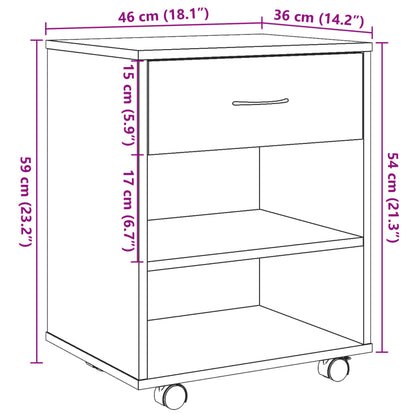 Rolling Cabinet Old Wood 46x36x59 cm Engineered Wood