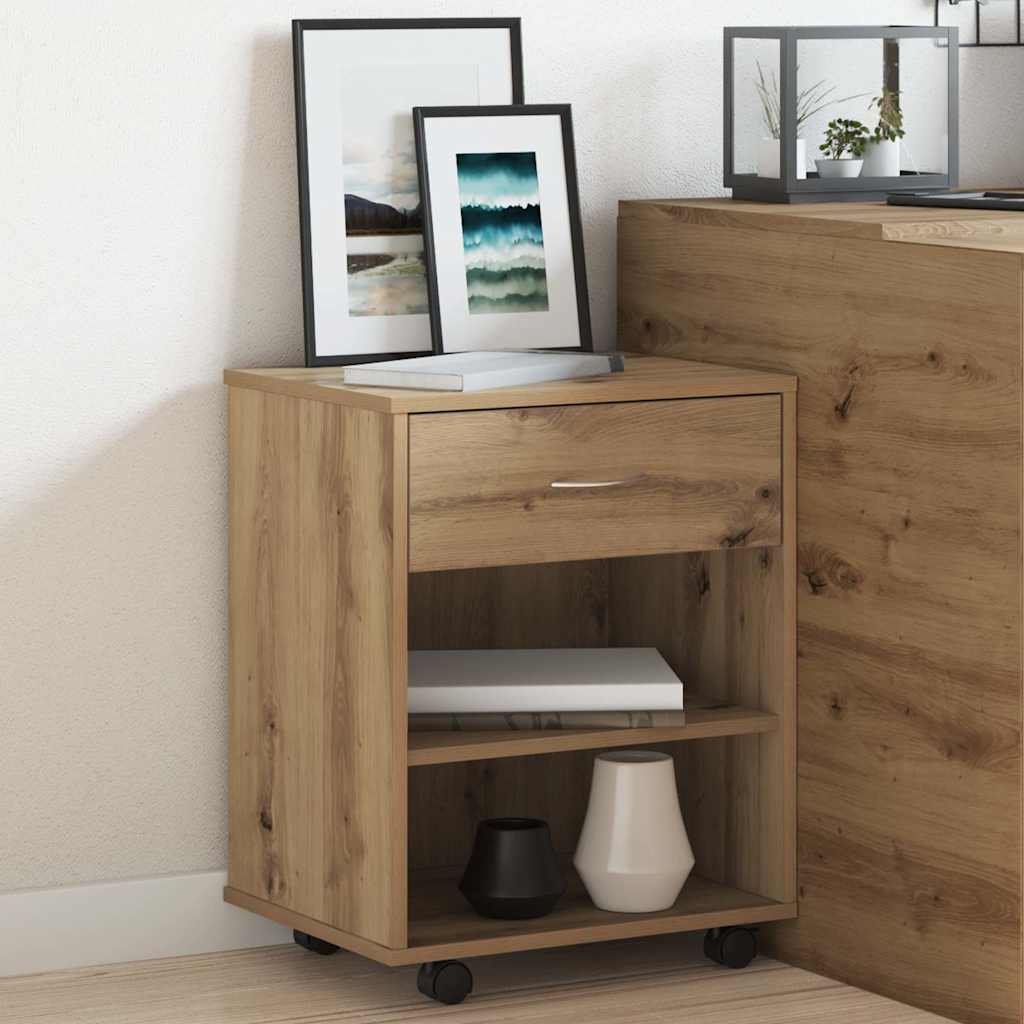 Rolling Cabinet Artisan Oak 46x36x59 cm Engineered Wood