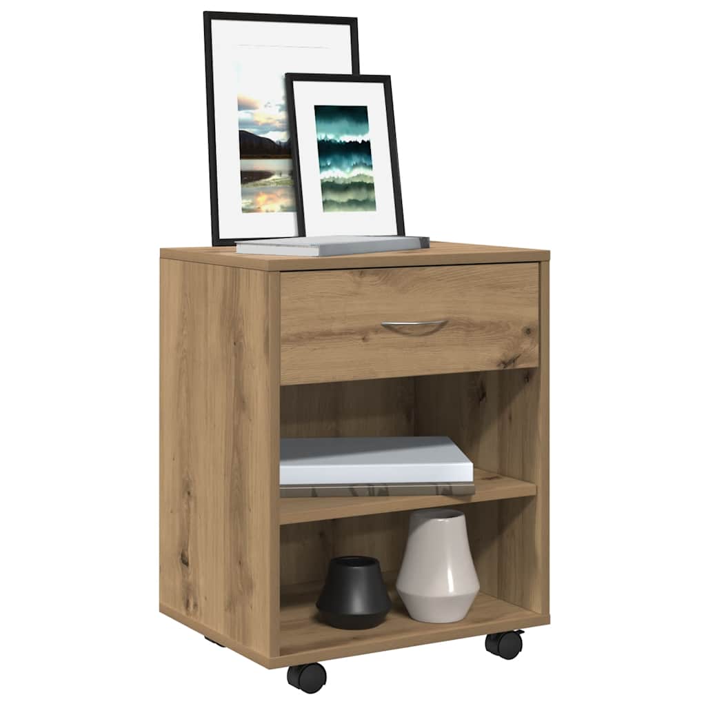 Rolling Cabinet Artisan Oak 46x36x59 cm Engineered Wood