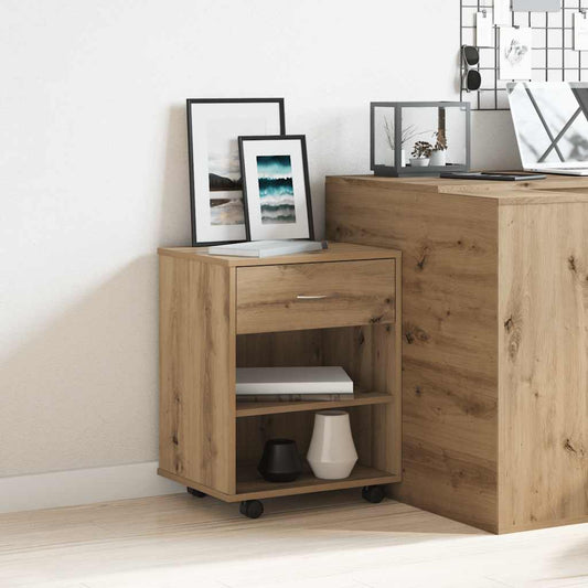 Rolling Cabinet Artisan Oak 46x36x59 cm Engineered Wood