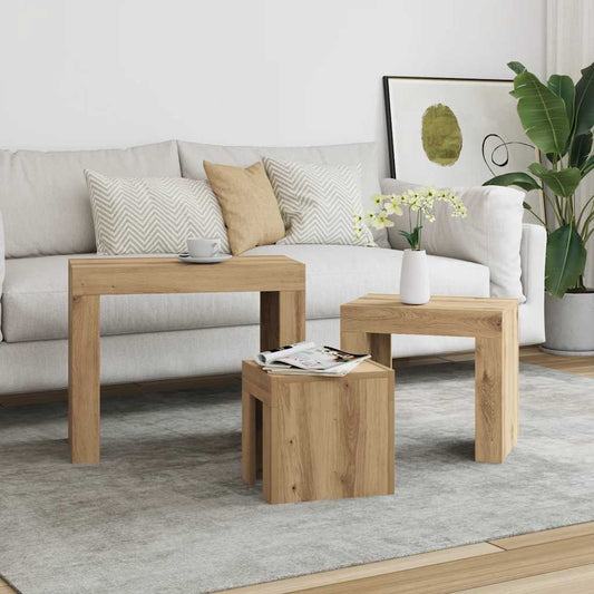 Nesting Coffee Tables 3 pcs Artisian Oak Engineered Wood