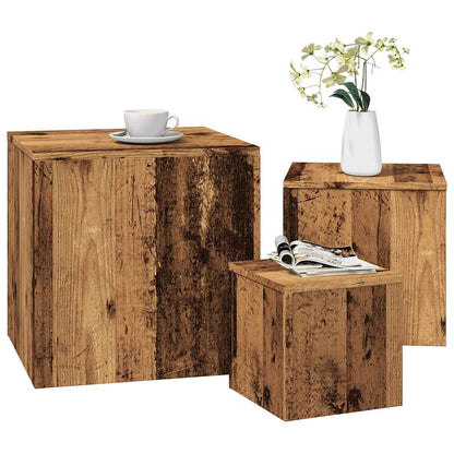 Side Tables 3 pcs Old Wood Engineered Wood