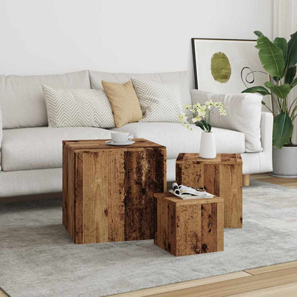 Side Tables 3 pcs Old Wood Engineered Wood