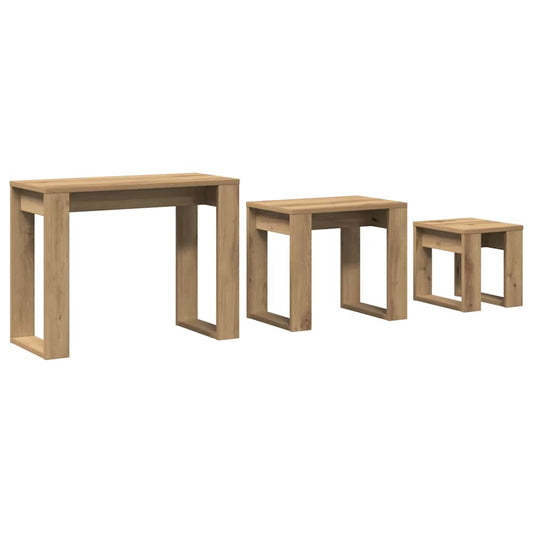 Nest of Tables 3 pcs Artisan Oak Engineered Wood