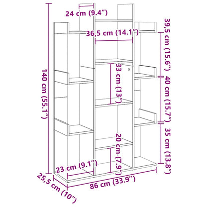 Book Cabinet Old Wood 86x25,5x140 cm Engineered Wood