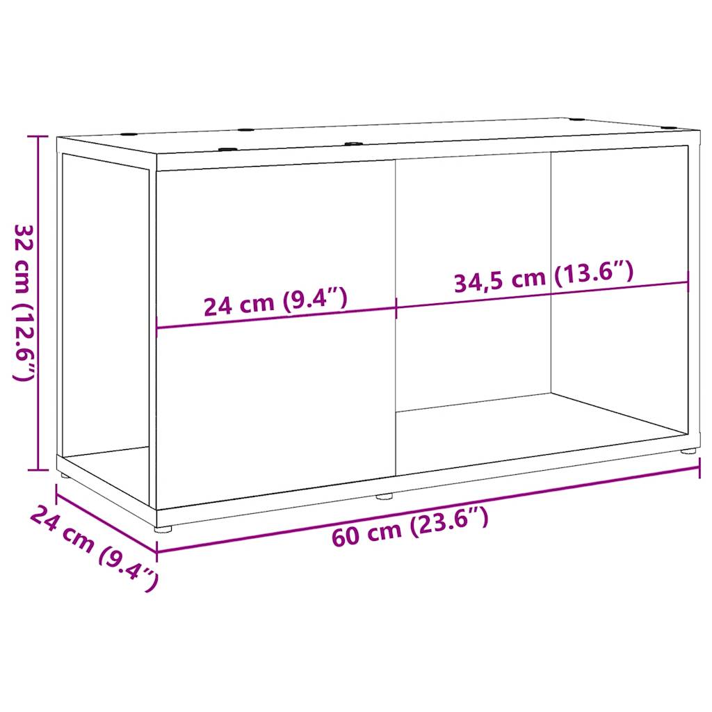 TV Cabinet Old Wood 60x24x32cm Engineered Wood