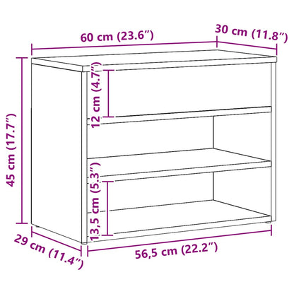 Shoe Bench Artisan Oak 60x30x45 cm Engineered Wood
