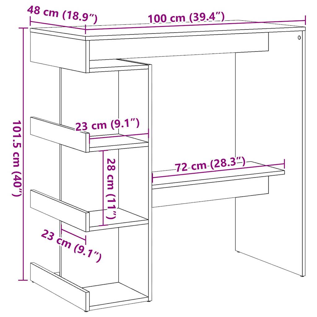 Bar Table with Storage Rack Old Wood 100x48x101.5 cm