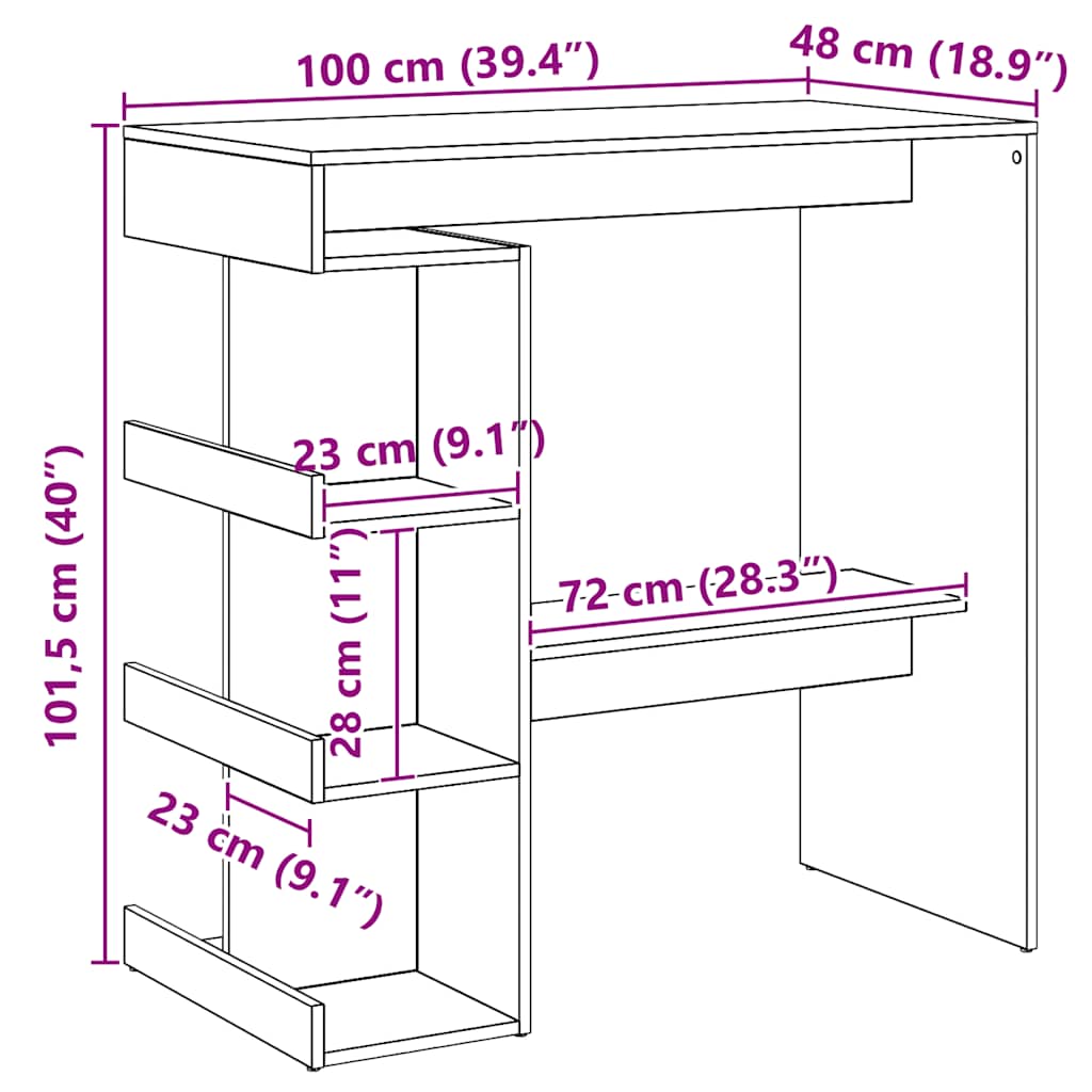 Bar Table with Storage Rack Artisan Oak 100x48x101.5 cm