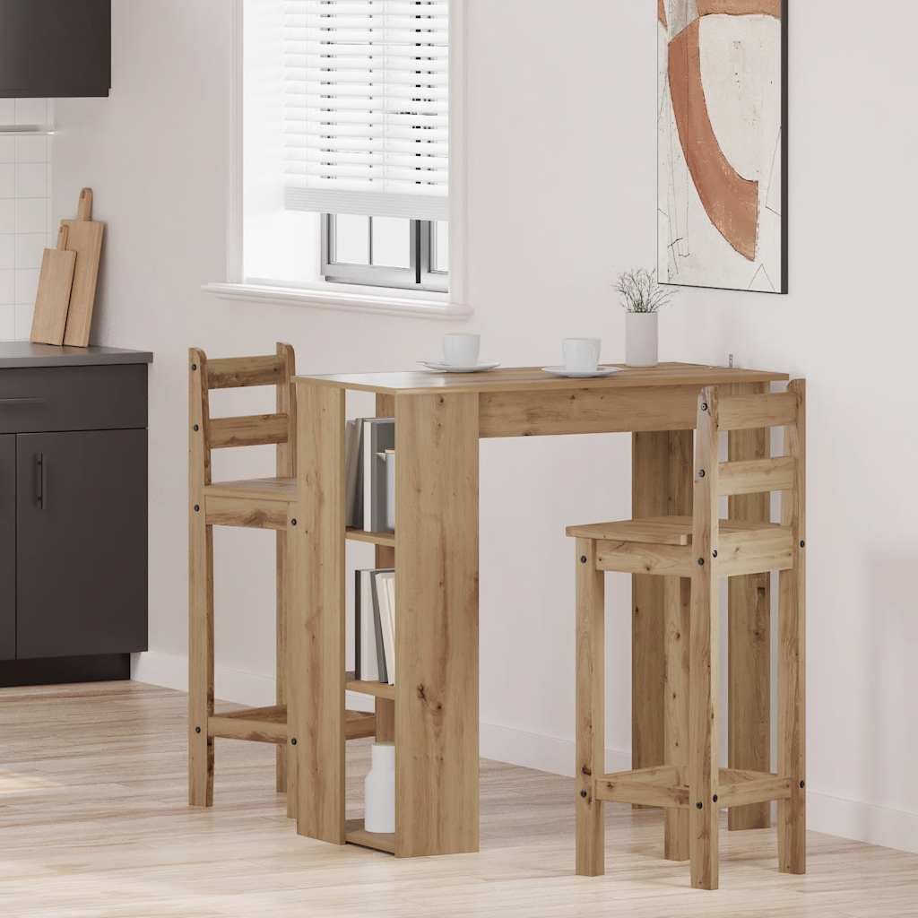 Bar Table with Shelf Artisan Oak 102x50x103.5 cm Engineered Wood