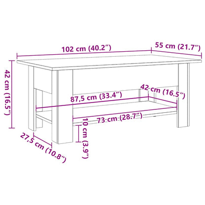 Coffee Table Artisan Oak 102x55x42 cm Engineered Wood
