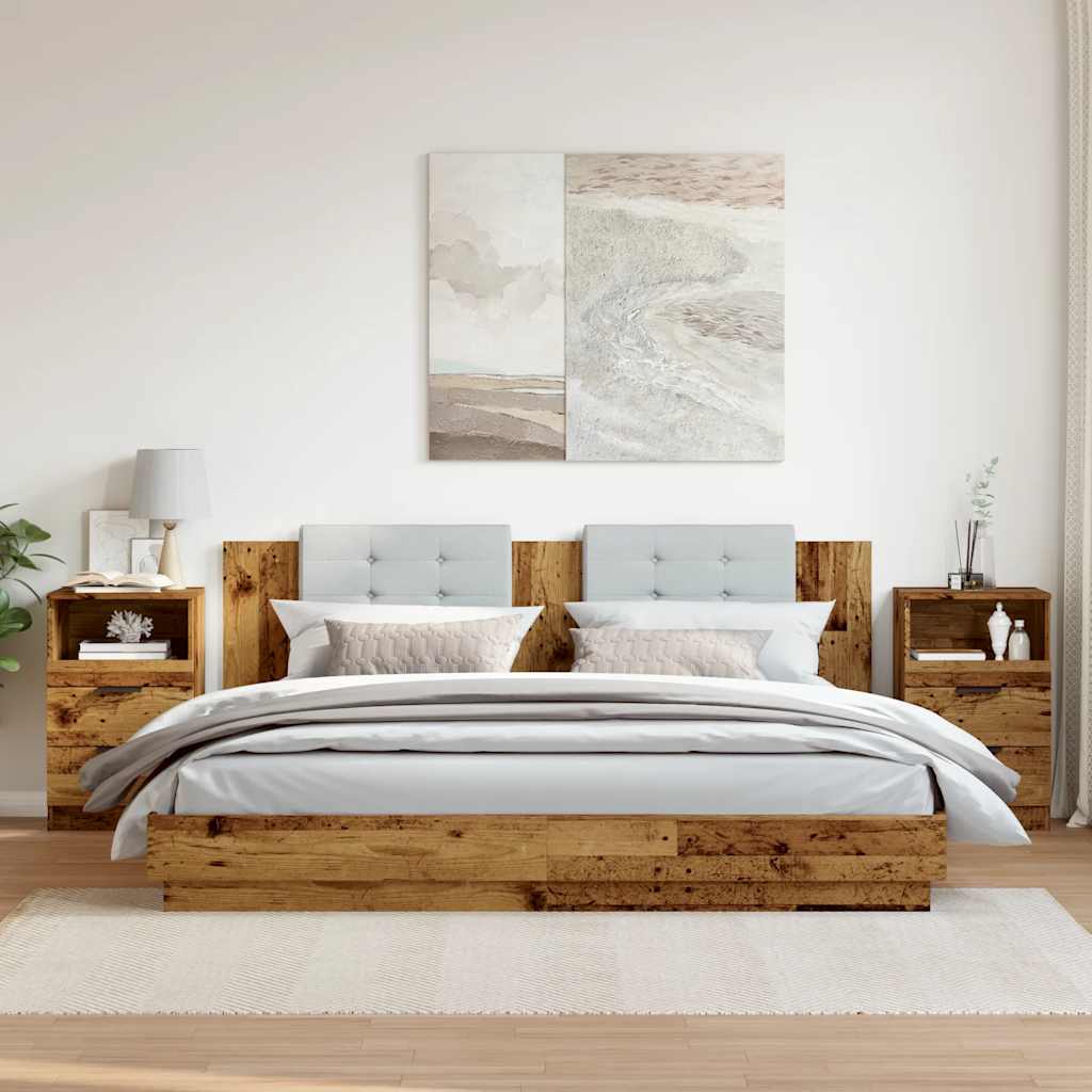 Bedside Cabinets 2 pcs Old Wood 40x36x65 cm Engineered Wood