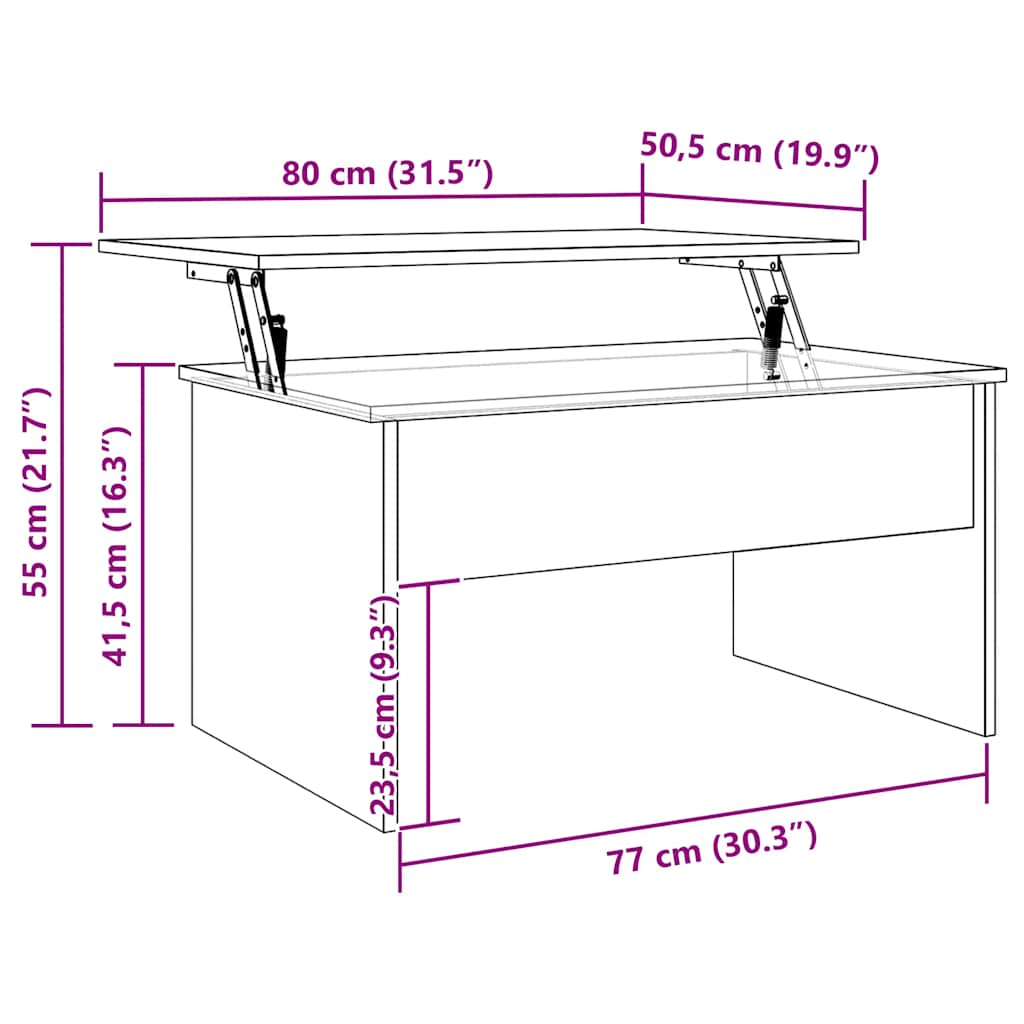 Coffee Table Artisan Oak 80x50.5x41.5 cm Engineered Wood
