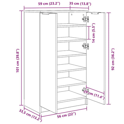 Shoe Cabinet Artisian Oak 59x35x100.5 cm Engineered Wood