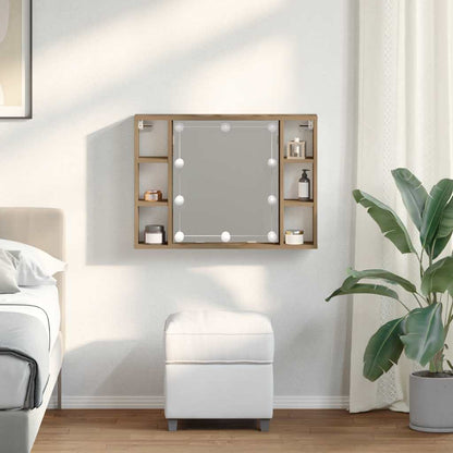 Mirror Cabinet with LED Artisan Oak 76x15x55 cm Engineered Wood