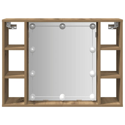 Mirror Cabinet with LED Artisan Oak 76x15x55 cm Engineered Wood