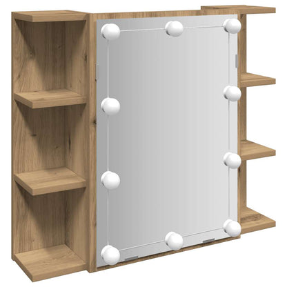Mirror Cabinet with LED Artisan Oak 70x16.5x60 cm