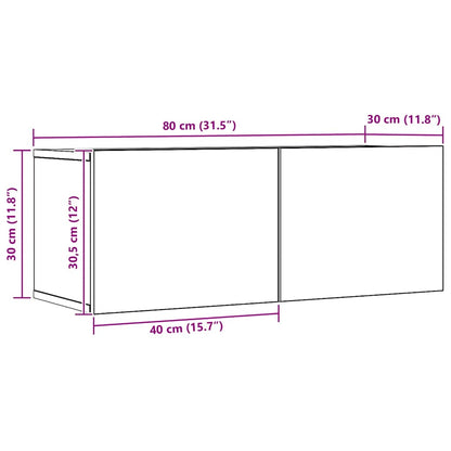 TV Cabinets Wall-mounted 2 pcs Artisian Oak 80x30x30 cm