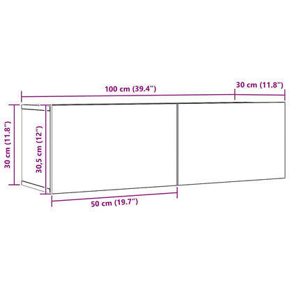 TV Cabinets Wall-mounted 2 pcs Artisian Oak 100x30x30 cm
