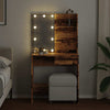 Dressing Table with LED Old Wood 74.5x40x141 cm