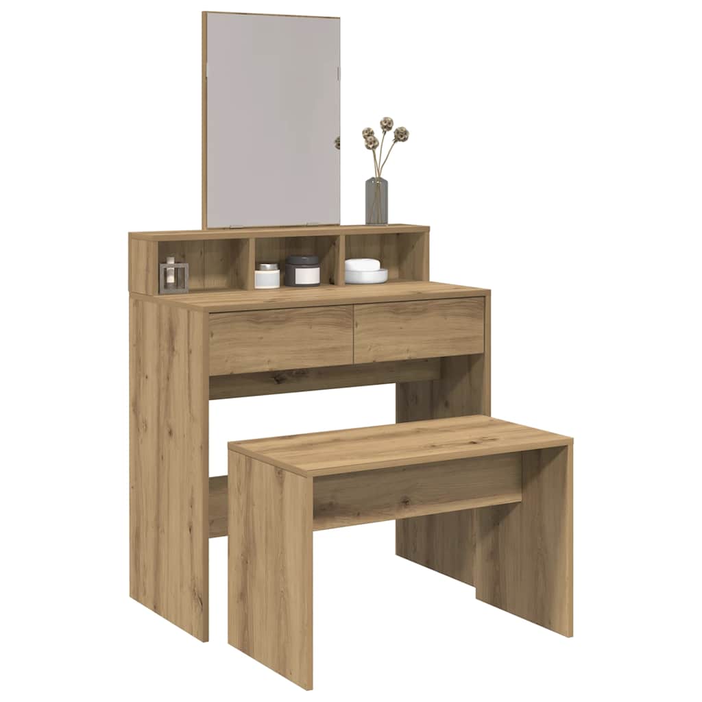 Dressing Stool Artisan Oak 70x35x45 cm Engineered Wood