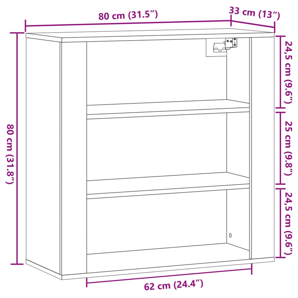 Wall Cabinet Old Wood 80x33x80 cm Engineered Wood