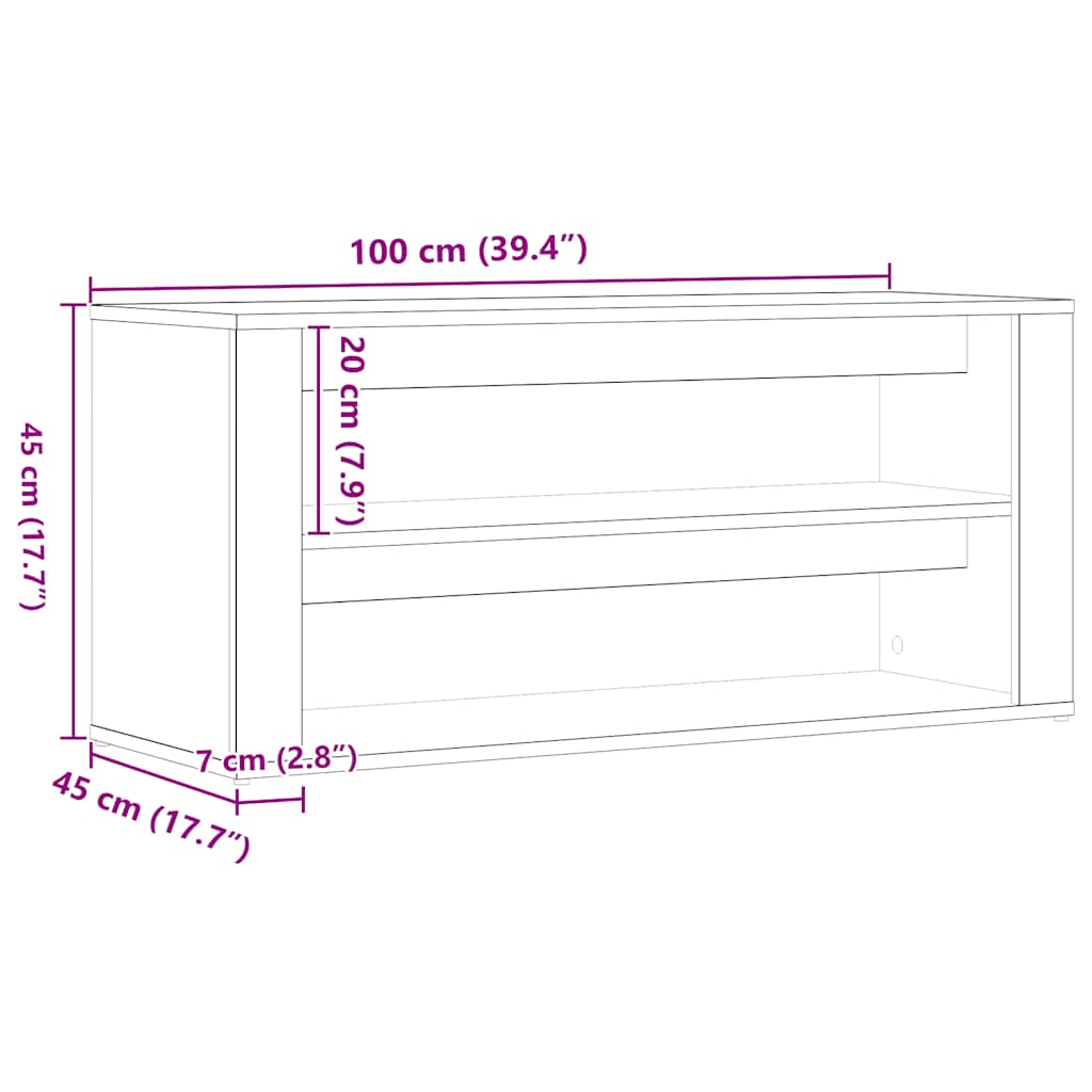 Shoe Bench Artisan Oak 100x35x45 cm Engineered Wood