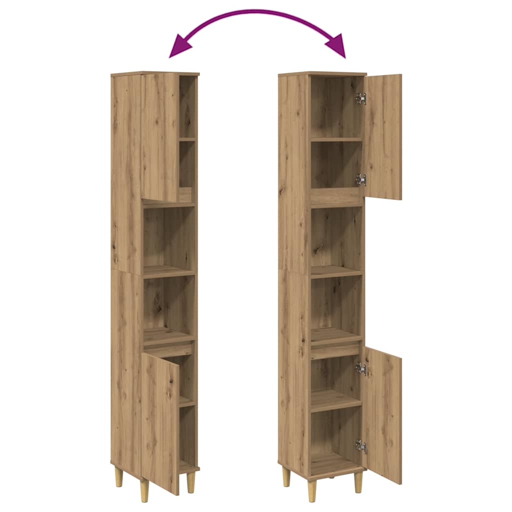 Bathroom Cabinet Artisan Oak 30x30x190 cm Engineered Wood
